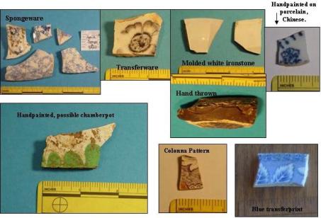 Figure 7, Selected ceramics from 2008 construction monitoriing at Casa de Estudillo